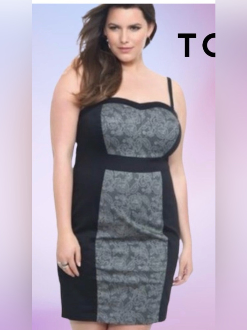 Torrid Black and Gray Lace-Panel Women's Dress 18